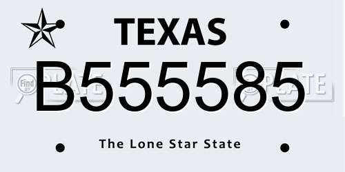 B555585 Texas License Plate