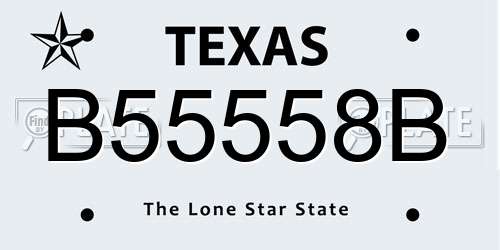 B55558B Texas License Plate