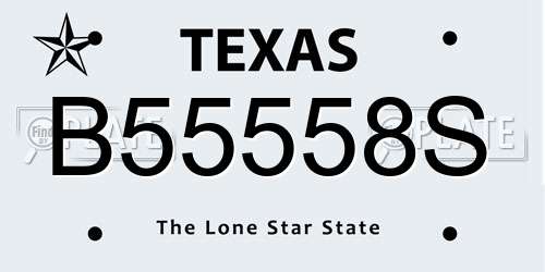 B55558S Texas License Plate
