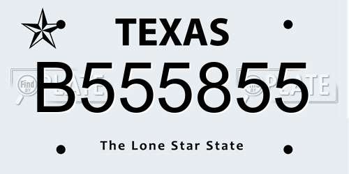 B555855 Texas License Plate