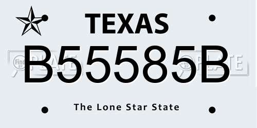 B55585B Texas License Plate