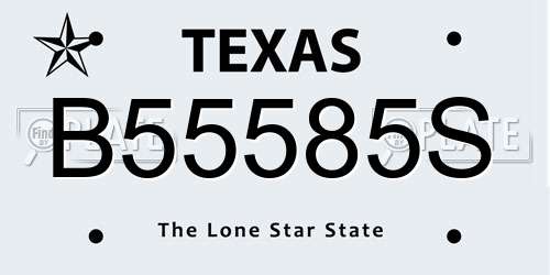 B55585S Texas License Plate
