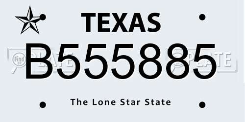 B555885 Texas License Plate