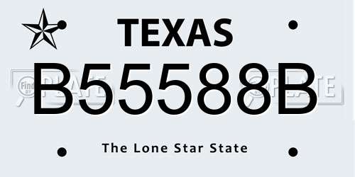 B55588B Texas License Plate