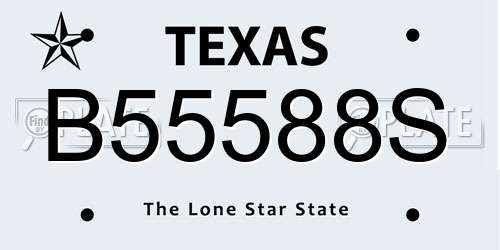 B55588S Texas License Plate