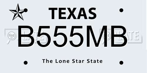 B555MB Texas License Plate