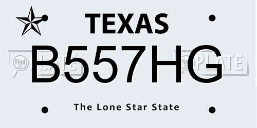 B557HG Texas License Plate