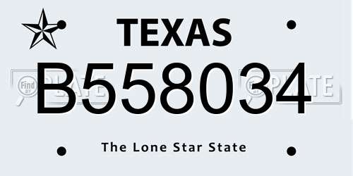 B558034 Texas License Plate