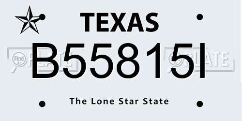 B55815I Texas License Plate