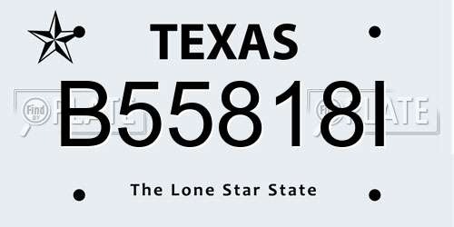 B55818I Texas License Plate