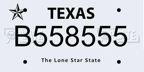 B558555 Texas License Plate