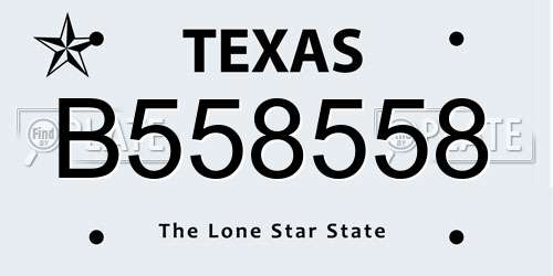 B558558 Texas License Plate