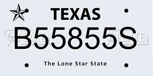 B55855S Texas License Plate