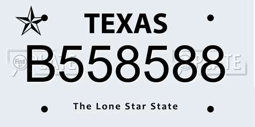 B558588 Texas License Plate