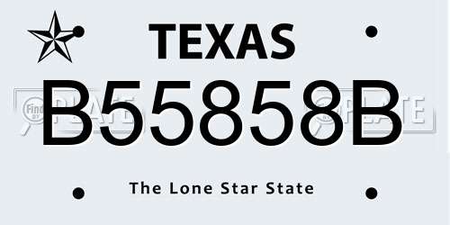 B55858B Texas License Plate