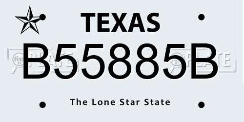 B55885B Texas License Plate