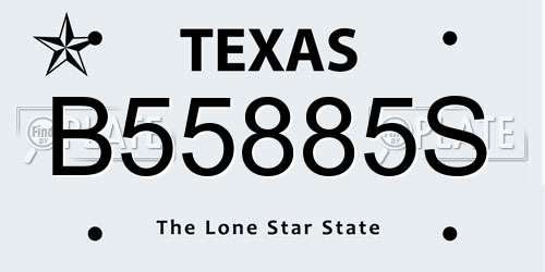 B55885S Texas License Plate