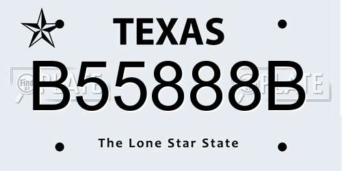B55888B Texas License Plate