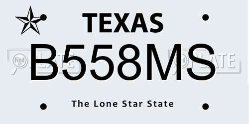 B558MS Texas License Plate