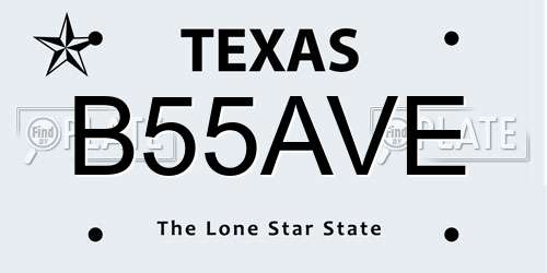 B55AVE Texas License Plate