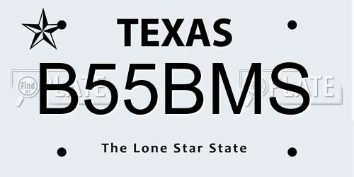 B55BMS Texas License Plate