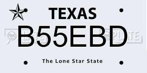 B55EBD Texas License Plate