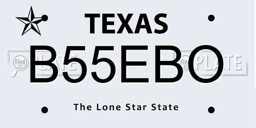 B55EBO Texas License Plate