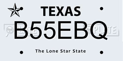 B55EBQ Texas License Plate