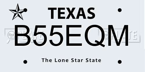 B55EQM Texas License Plate