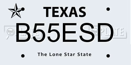 B55ESD Texas License Plate