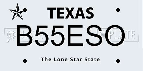 B55ESO Texas License Plate