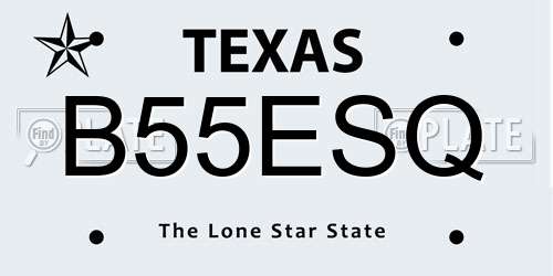 B55ESQ Texas License Plate