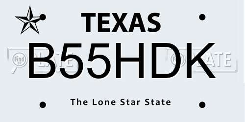 B55HDK Texas License Plate