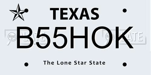 B55HOK Texas License Plate