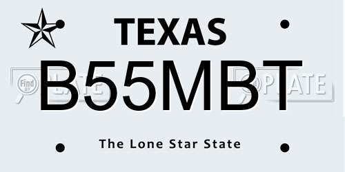 B55MBT Texas License Plate