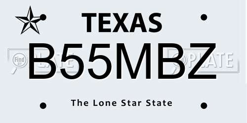 B55MBZ Texas License Plate
