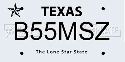 B55MSZ Texas License Plate