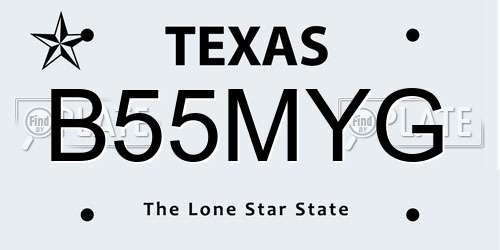 B55MYG Texas License Plate