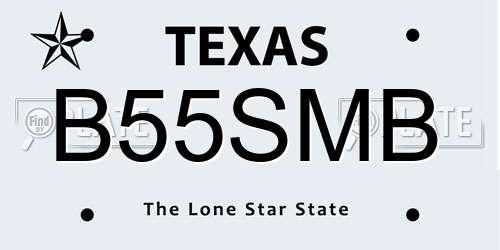 B55SMB Texas License Plate