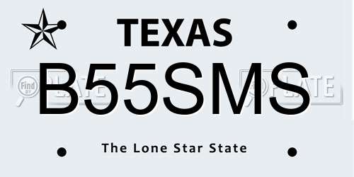 B55SMS Texas License Plate