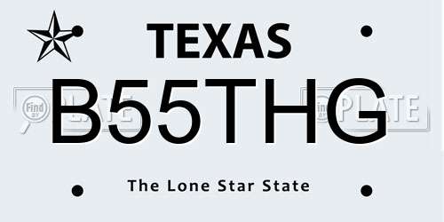 B55THG Texas License Plate