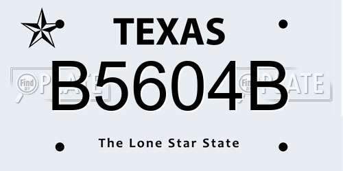 B5604B Texas License Plate