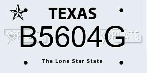 B5604G Texas License Plate