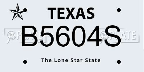 B5604S Texas License Plate