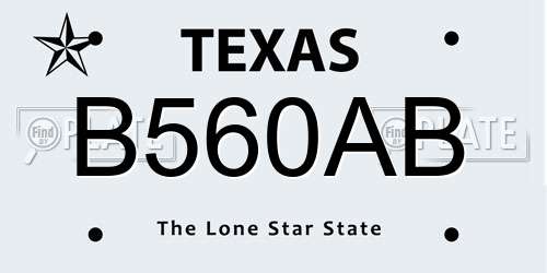 B560AB Texas License Plate