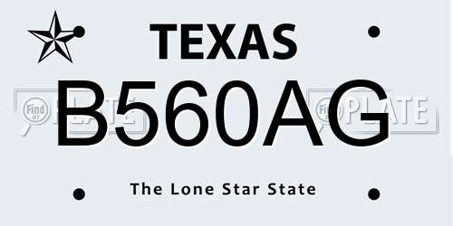 B560AG Texas License Plate