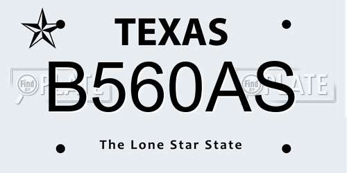 B560AS Texas License Plate