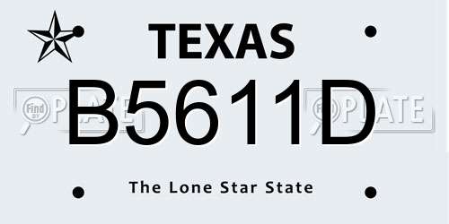 B5611D Texas License Plate