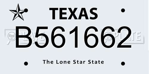 B561662 Texas License Plate