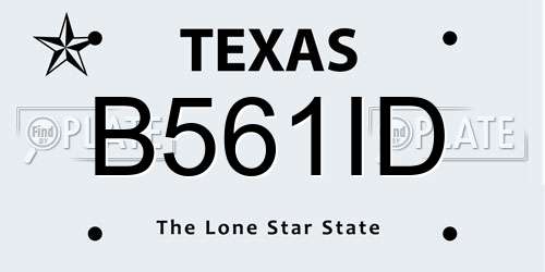 B561ID Texas License Plate